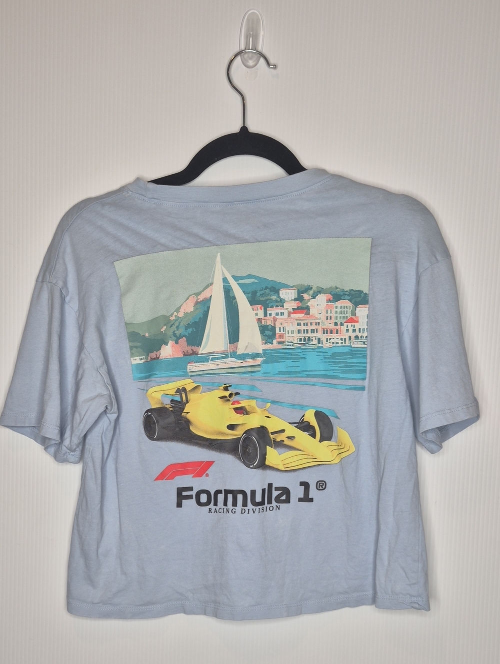 Light Blue F1 Logo Short Sleeve Cropped Tee Size Small